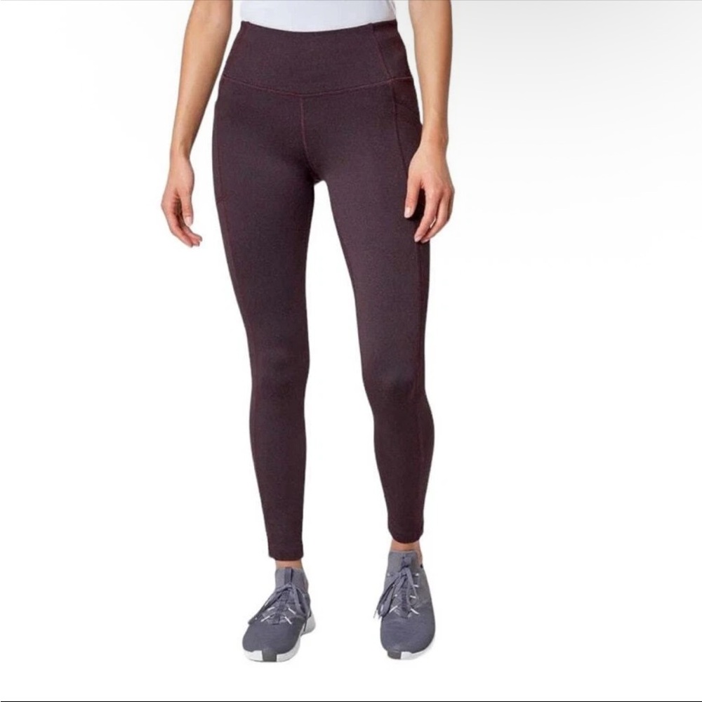 MONDETTA Womens Midweight Brushed Purple Jacquard Legging Size XL Pockets